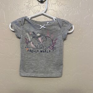 Disney Gray Short Sleeve Tee with Dumbo and Flowers